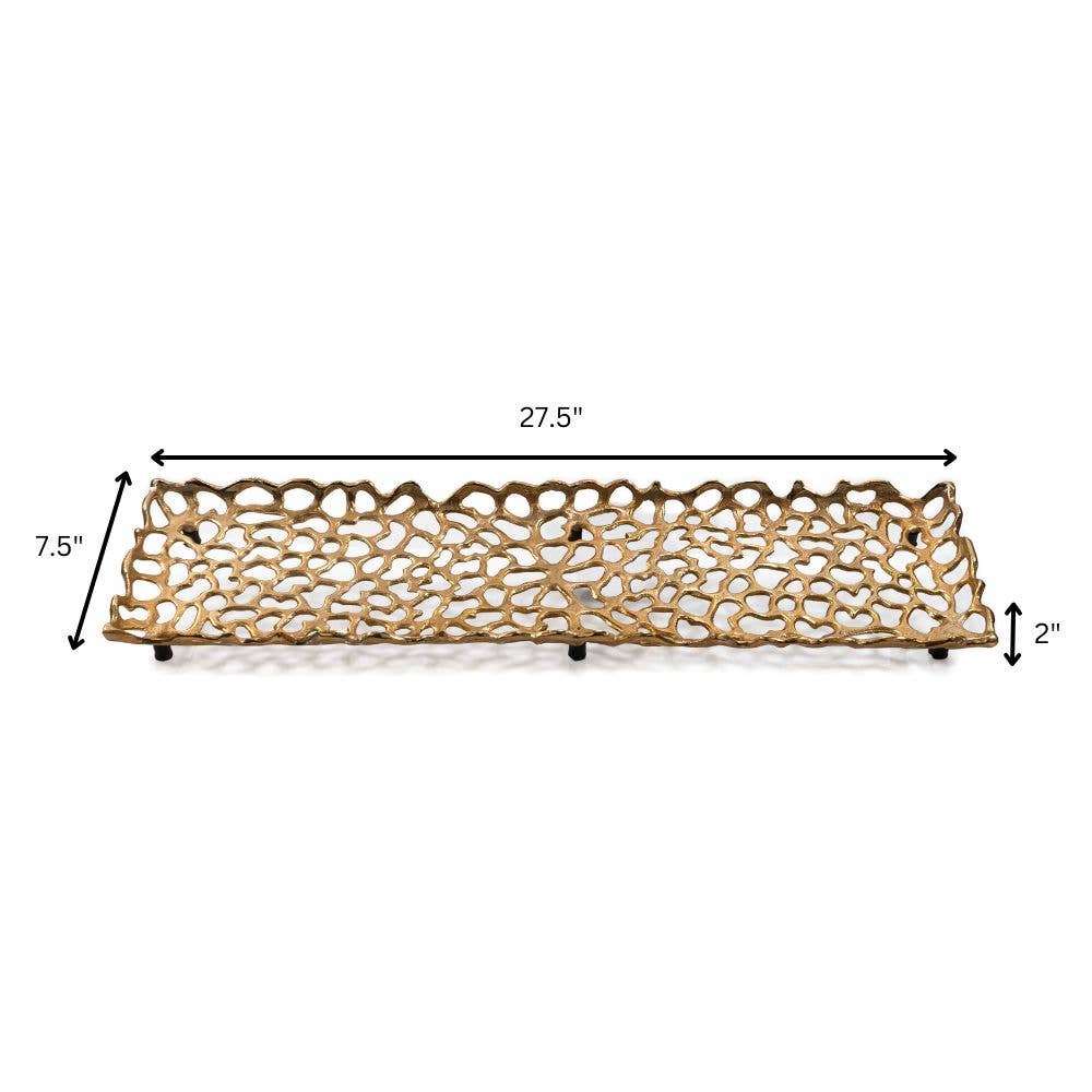 Large gold rectangular decorative tray