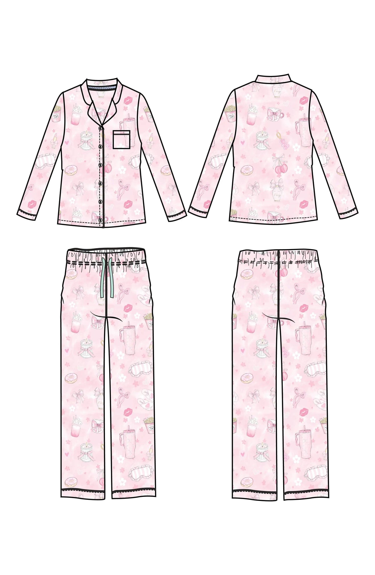 Pink Long Sleeve Jersey PJ Set