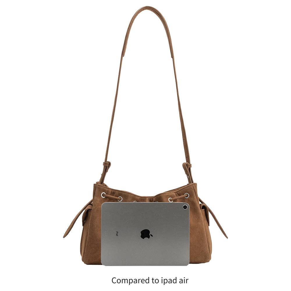 Camel Recycled Vegan Suede Shoulder Bag