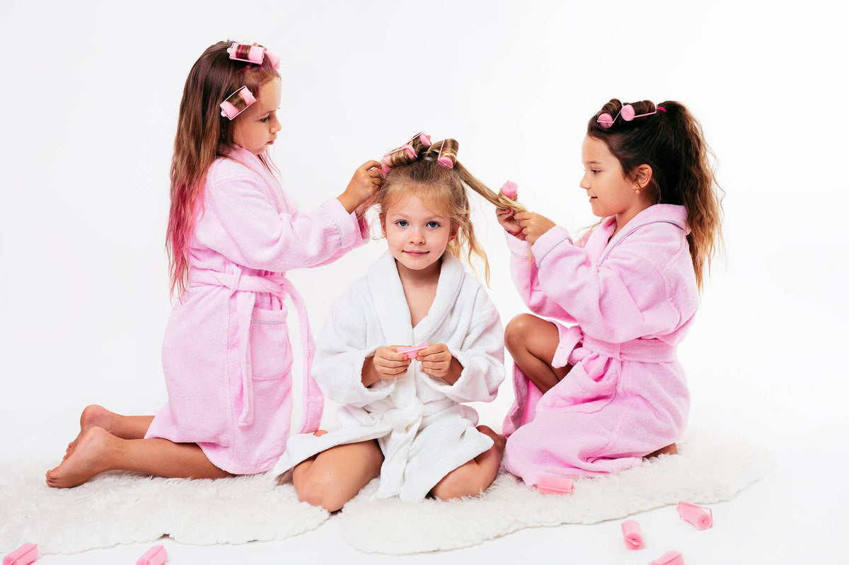 Peignoir personnalisé Terry pour enfants et adolescents - rose