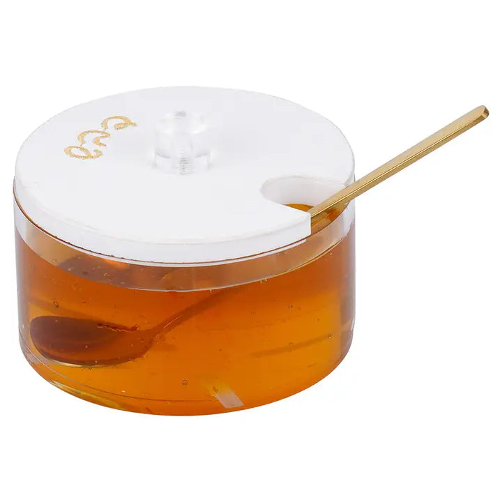Plat à miel en Lucite avec dessus en similicuir