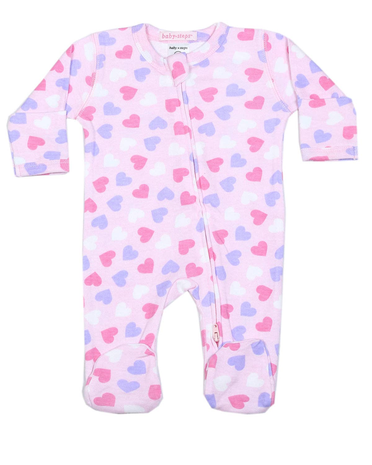 Tossed Hearts Zipper Footie