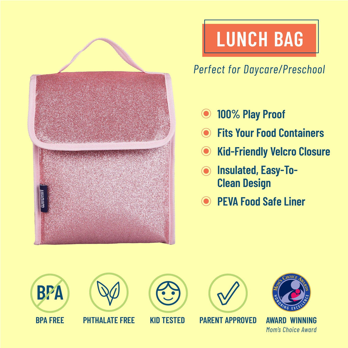 Sac à lunch rose à paillettes