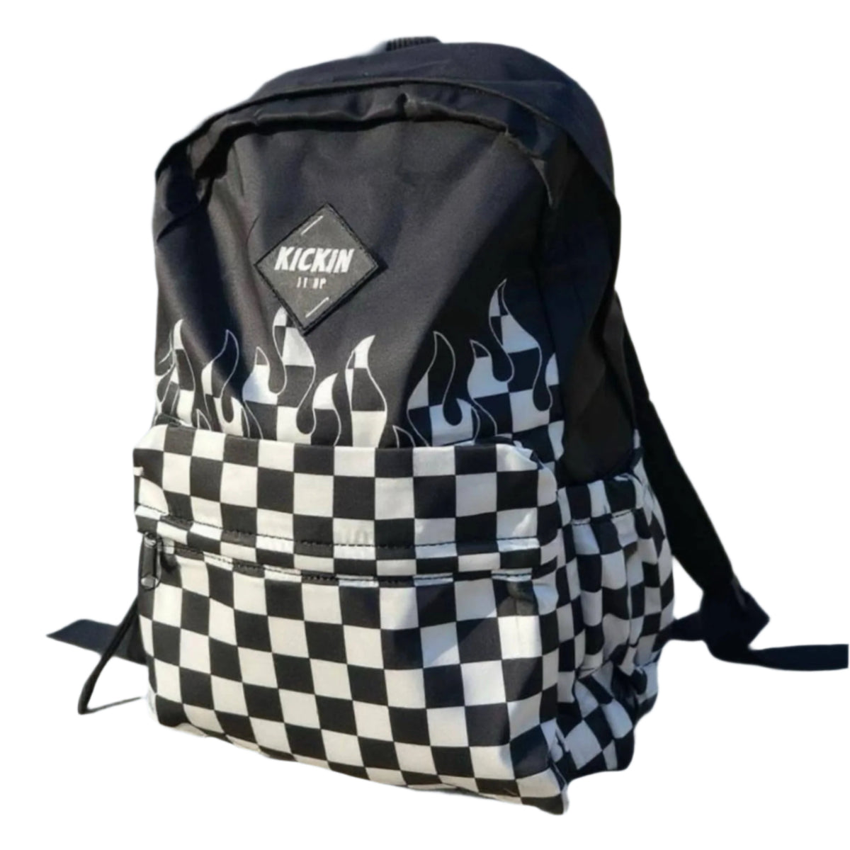 Checker Flames Full Size Backpack