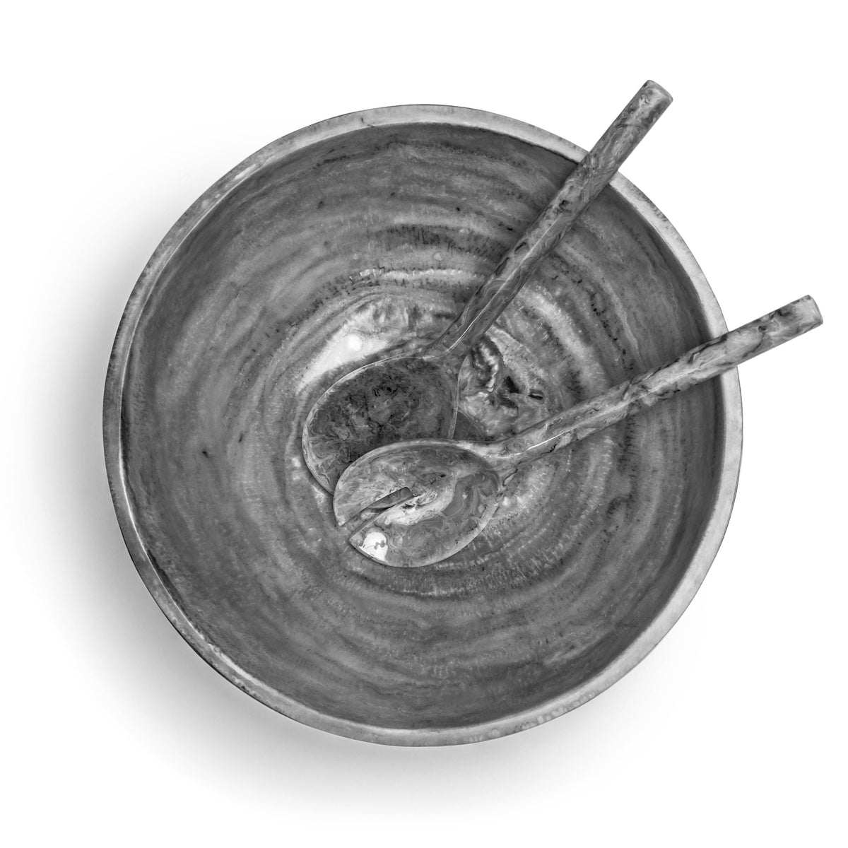 Resin Bowl and servers - White & Gray Swirl