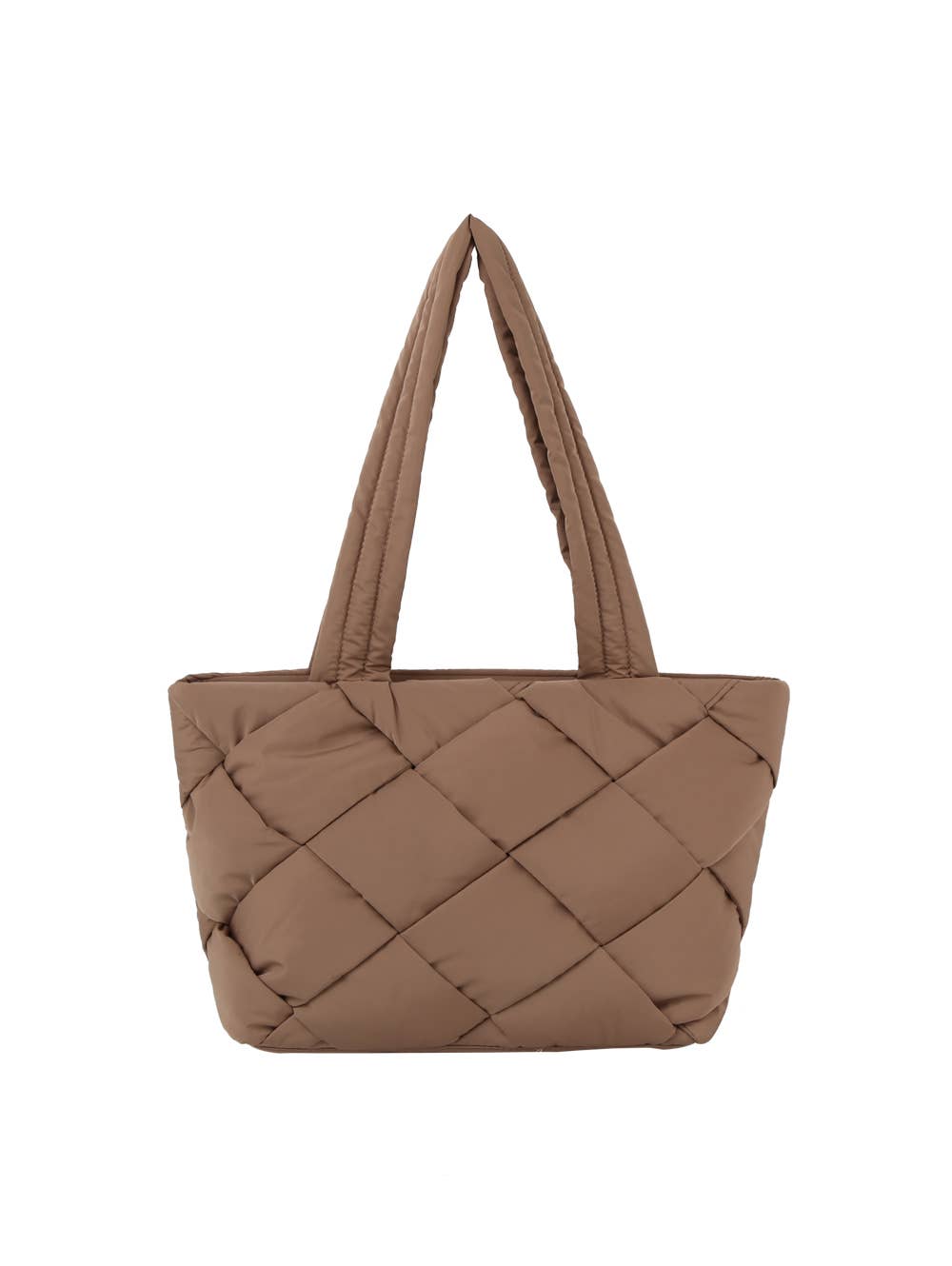Puffer Woven Nylon tote bag - stone