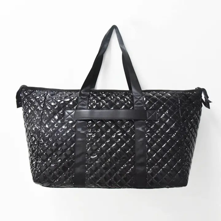Sac week-end noir verni brillant effet diamant