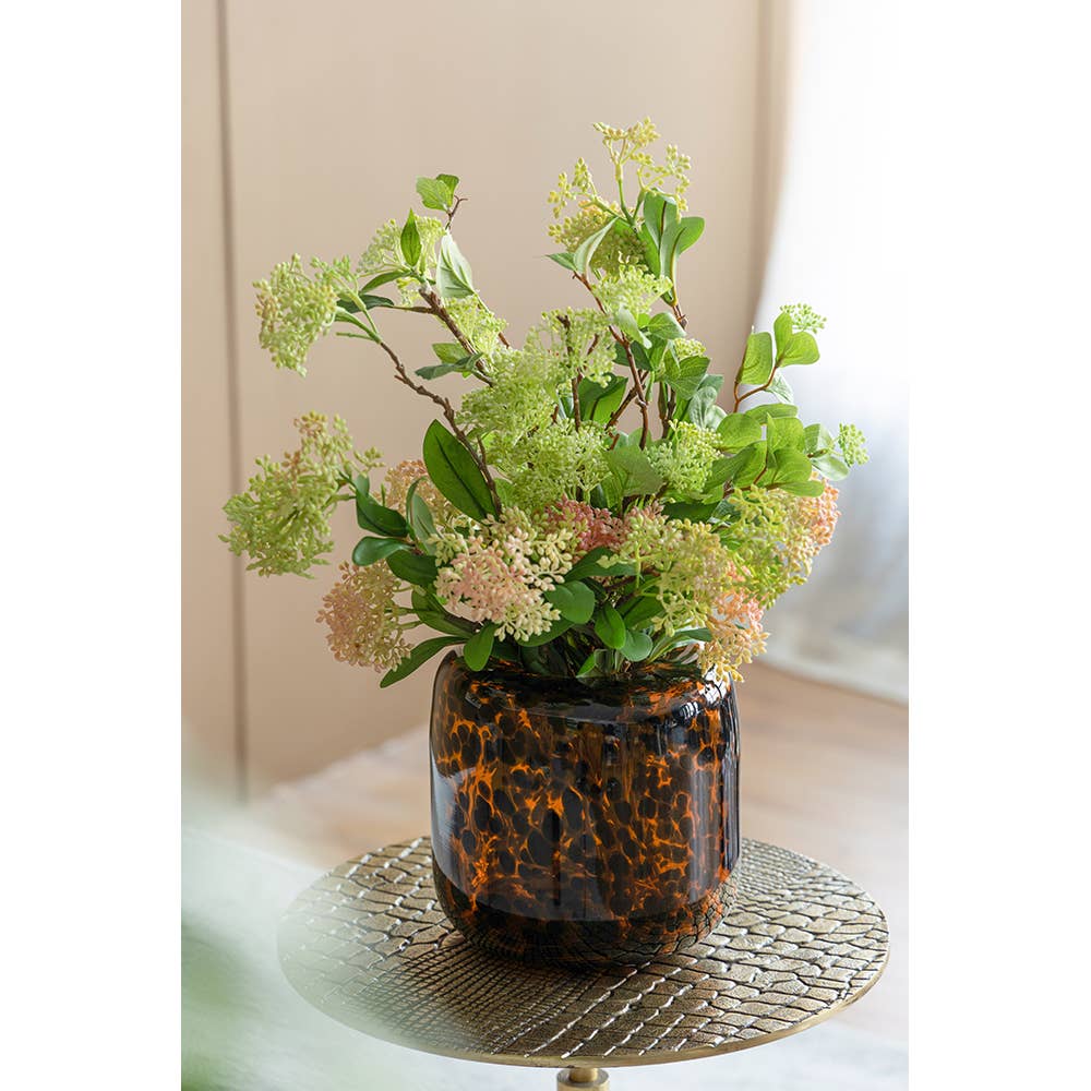Amber Leopard Glass Vase