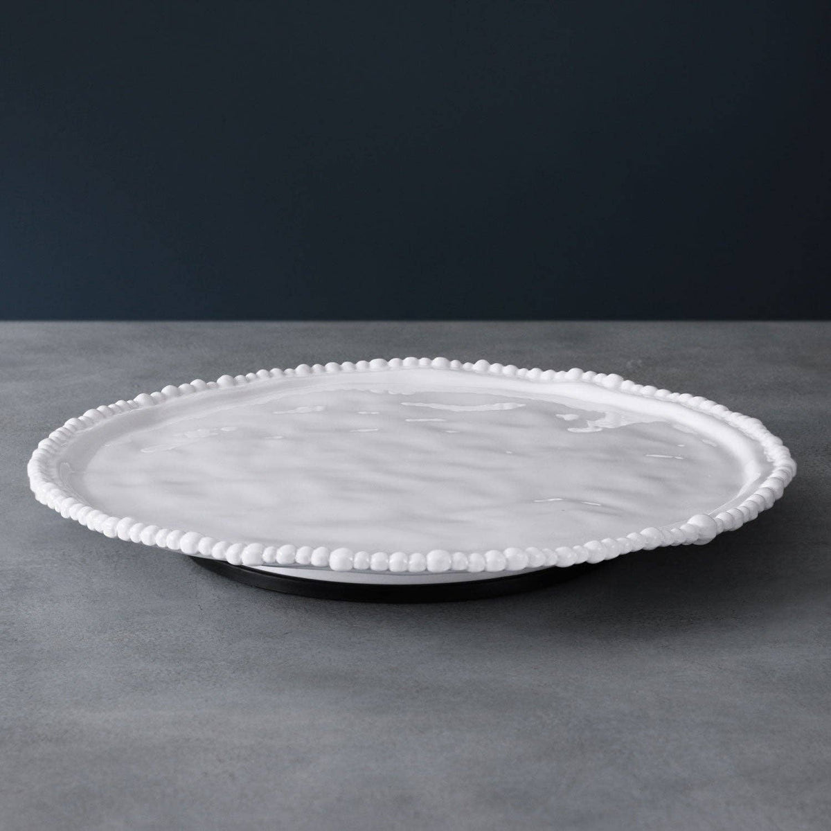 14" beaded Lazy Susan - White