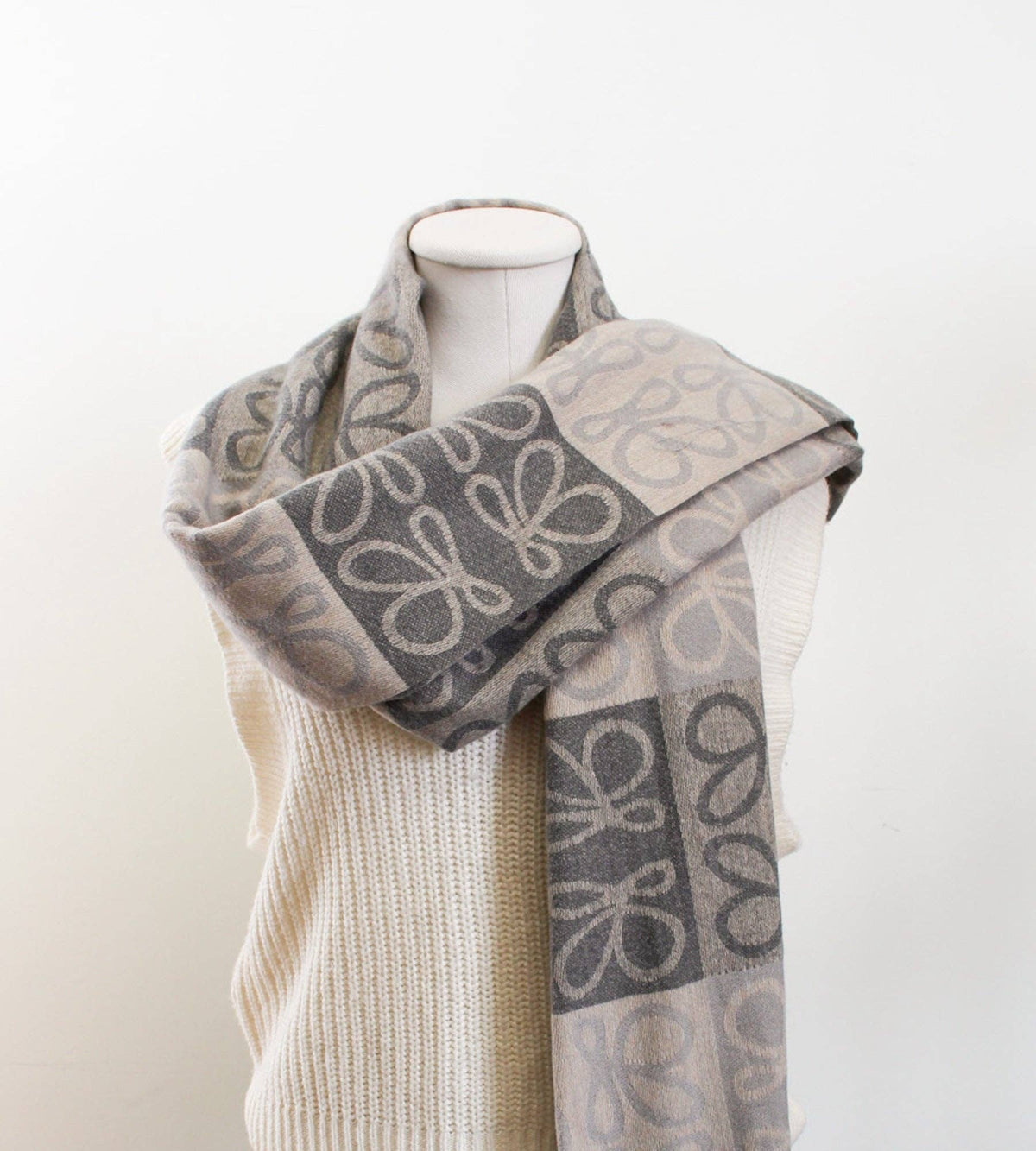 Double-sided Winter scarf - multi grey