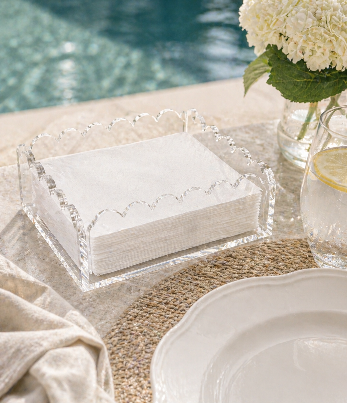Scalloped Acrylic Lunch and Dinner Napkin Holder