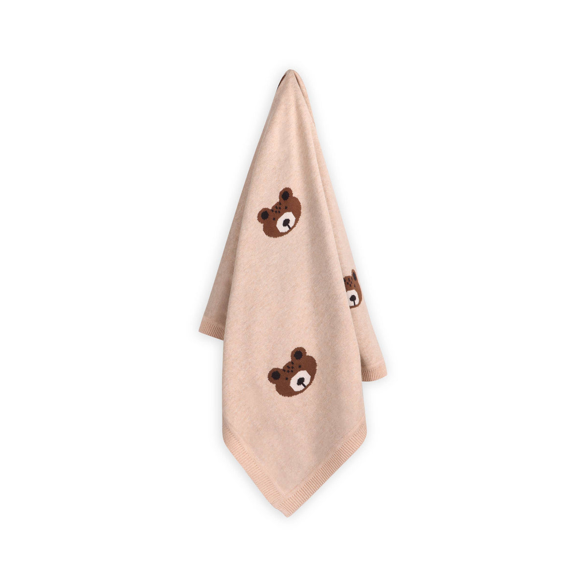 Couverture bébé en coton bio personnalisée avec ourson brun