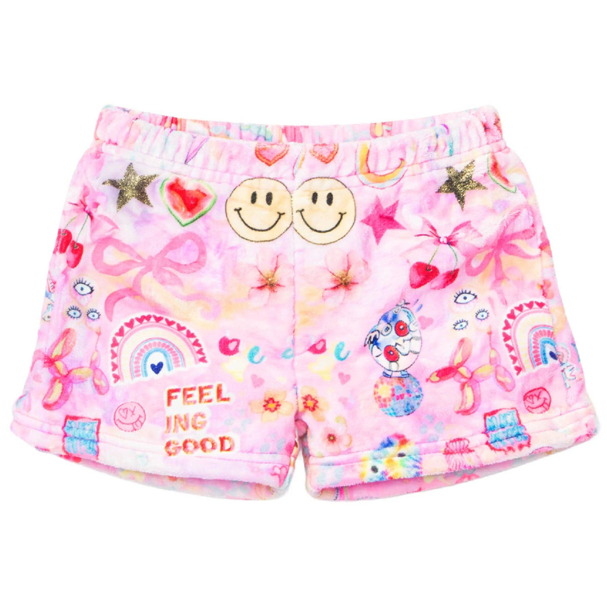 Shorts de détente doux et joyeux motif collage