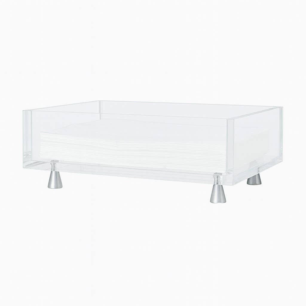 Footed Guest Towel Holder, Silver