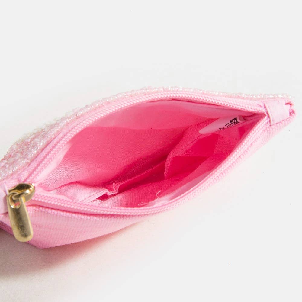 Pearl Heart Seed Beaded Coin Purse