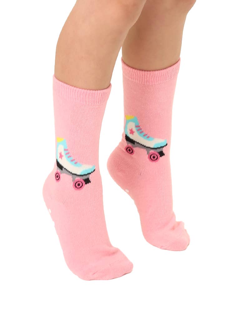 3D Packaged Crew Socks - Roller Skate - Pink