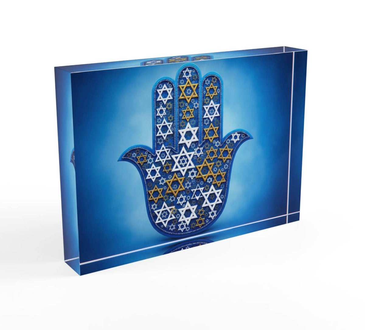 Hamsa Star Of David Crystal Block