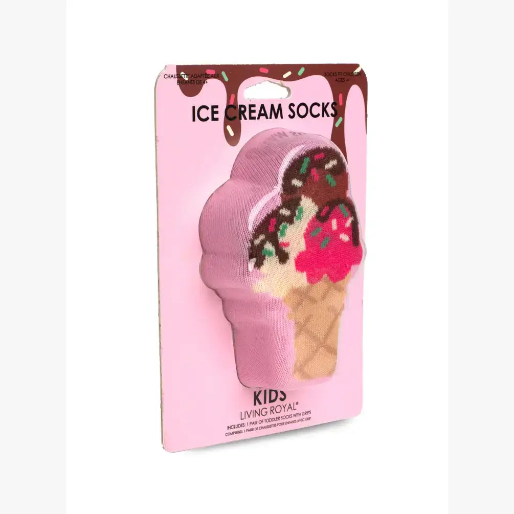 Chaussettes emballées en 3D - Enfants - Crème glacée - Rose