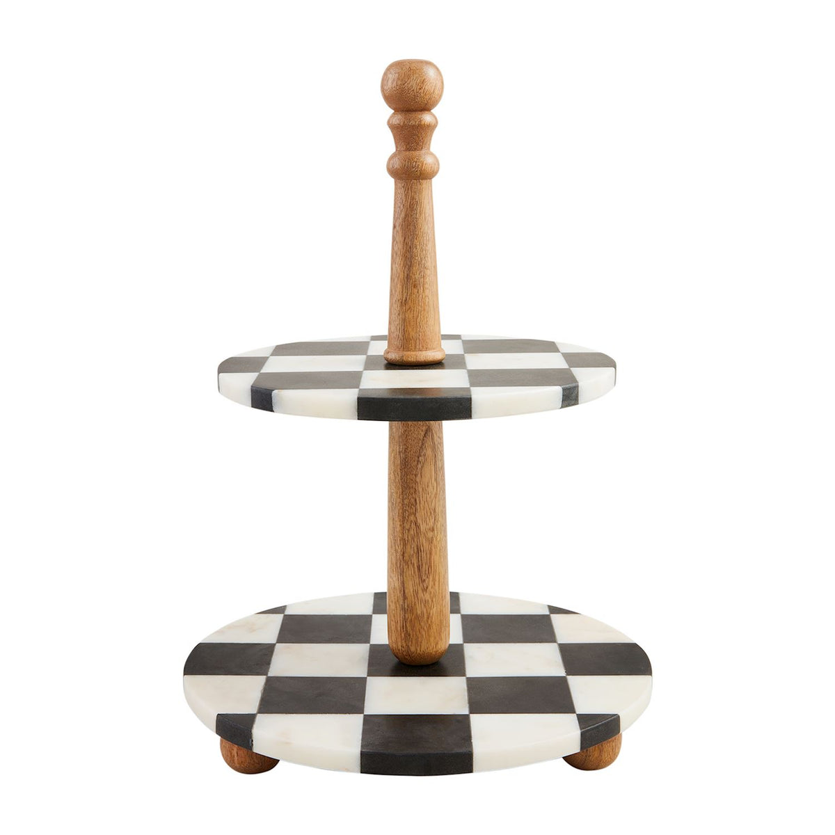 Assiette à gâteau à étages à carreaux noirs et blancs