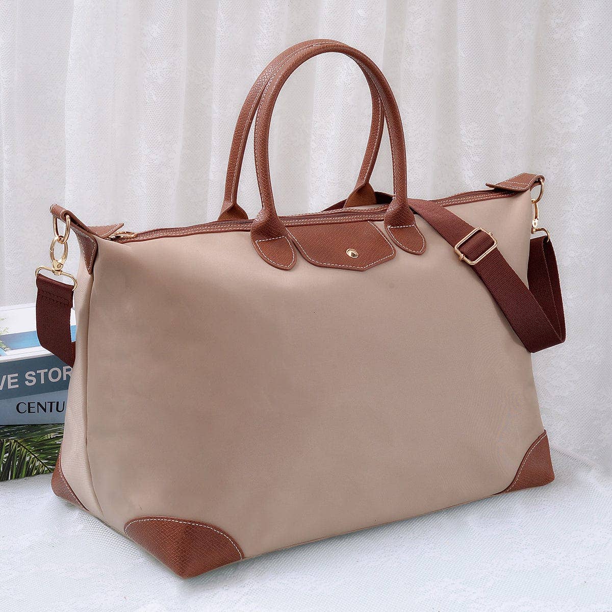 Nylon Duffel/Weekender Bag - tan