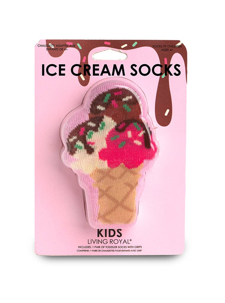 3D Packaged Socks - Kids - Ice Cream -Pink