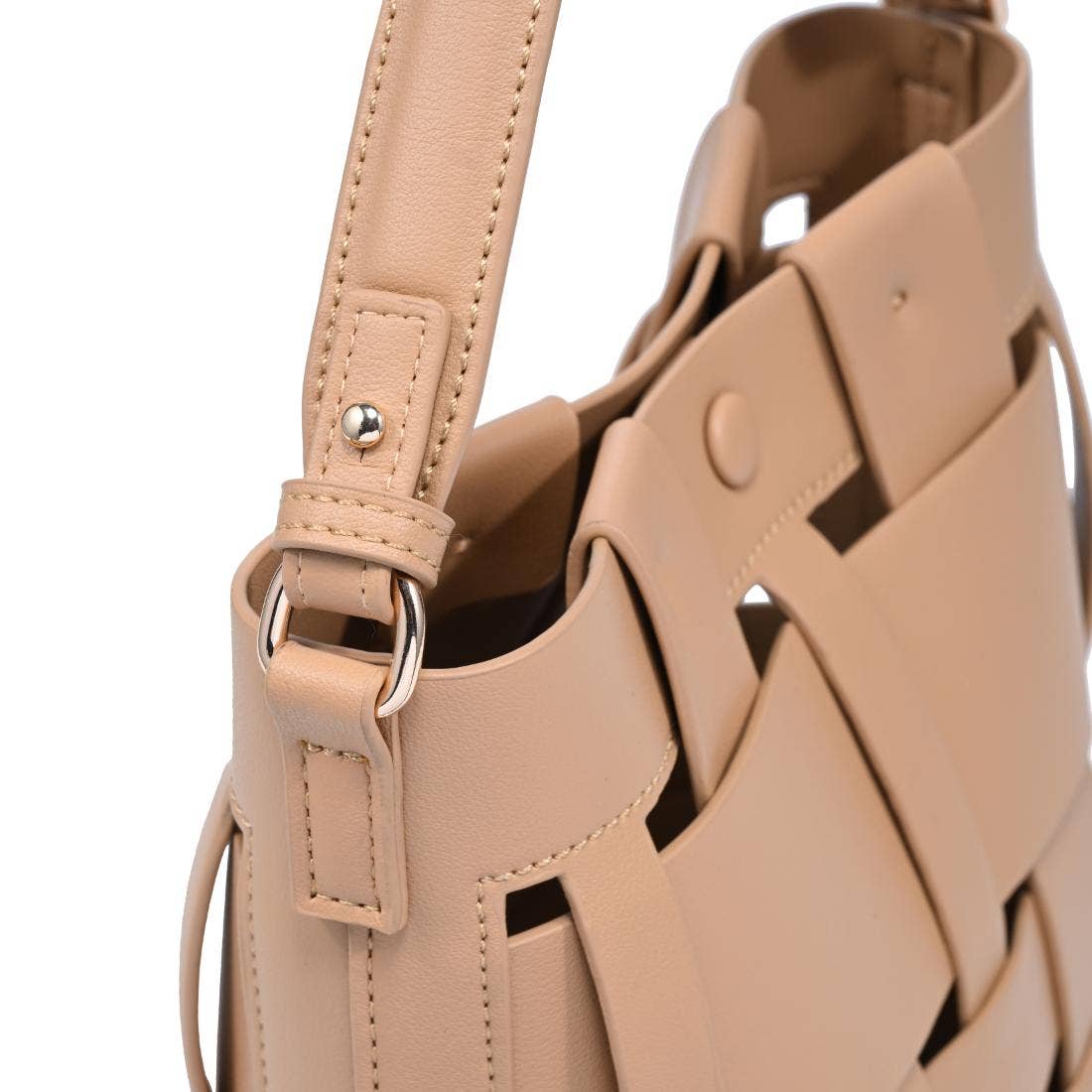 Sac seau à empiècements tressés - naturel