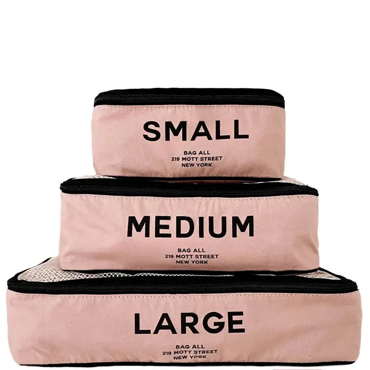 Cubes d'emballage en coton, imprimés, lot de 3, rose