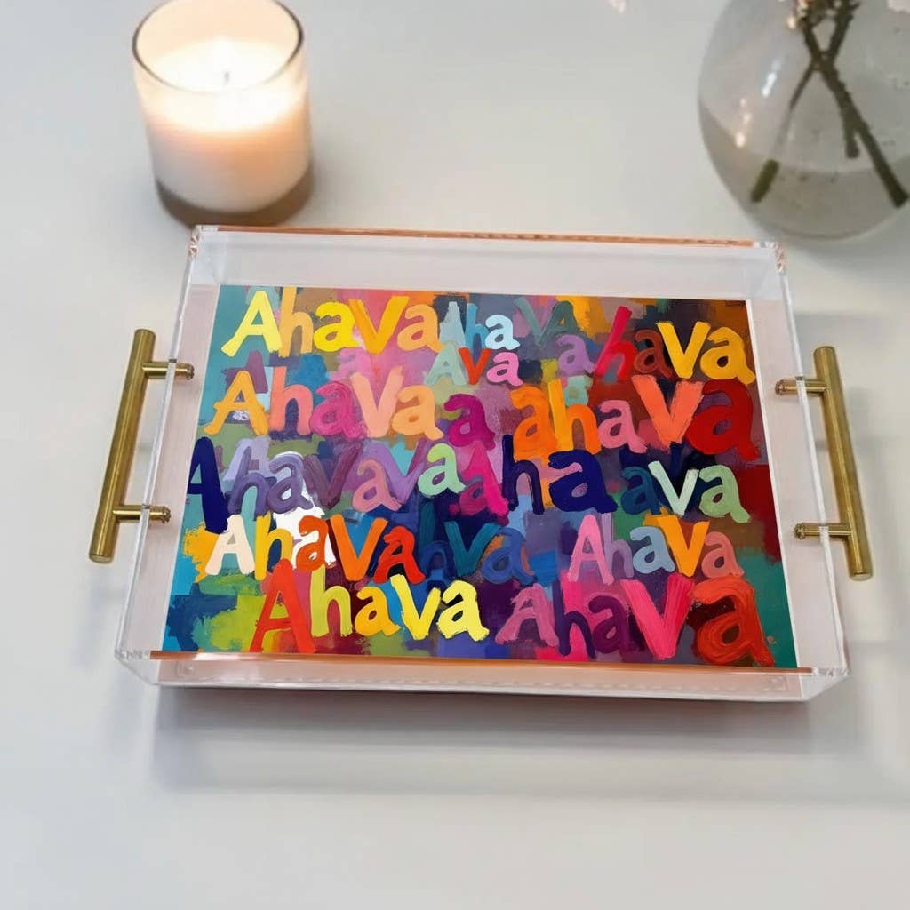 Abstract Ahava Acrylic Tray with Gold Handles