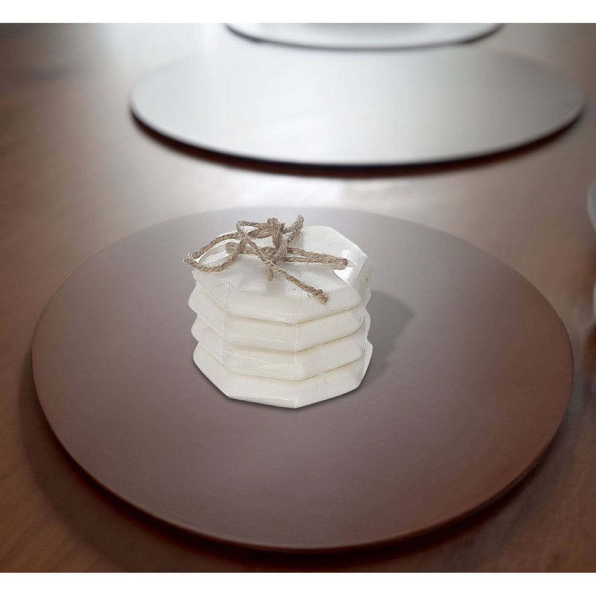 Octagon White Marble Coaster set 4X4"