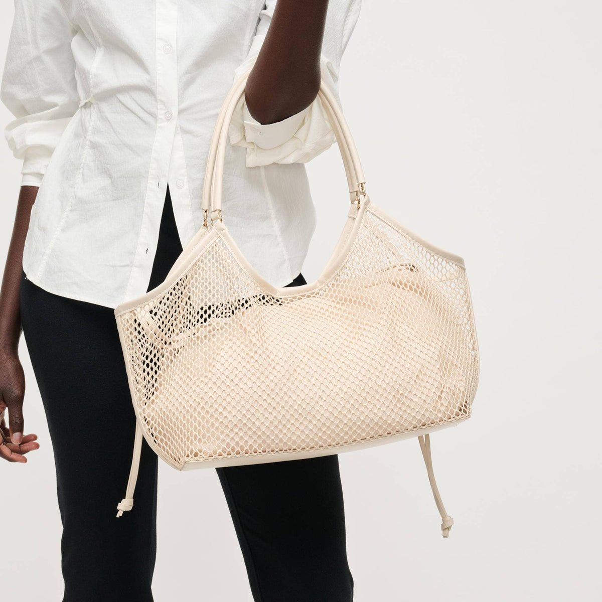 Sac cabas en filet - ivoire