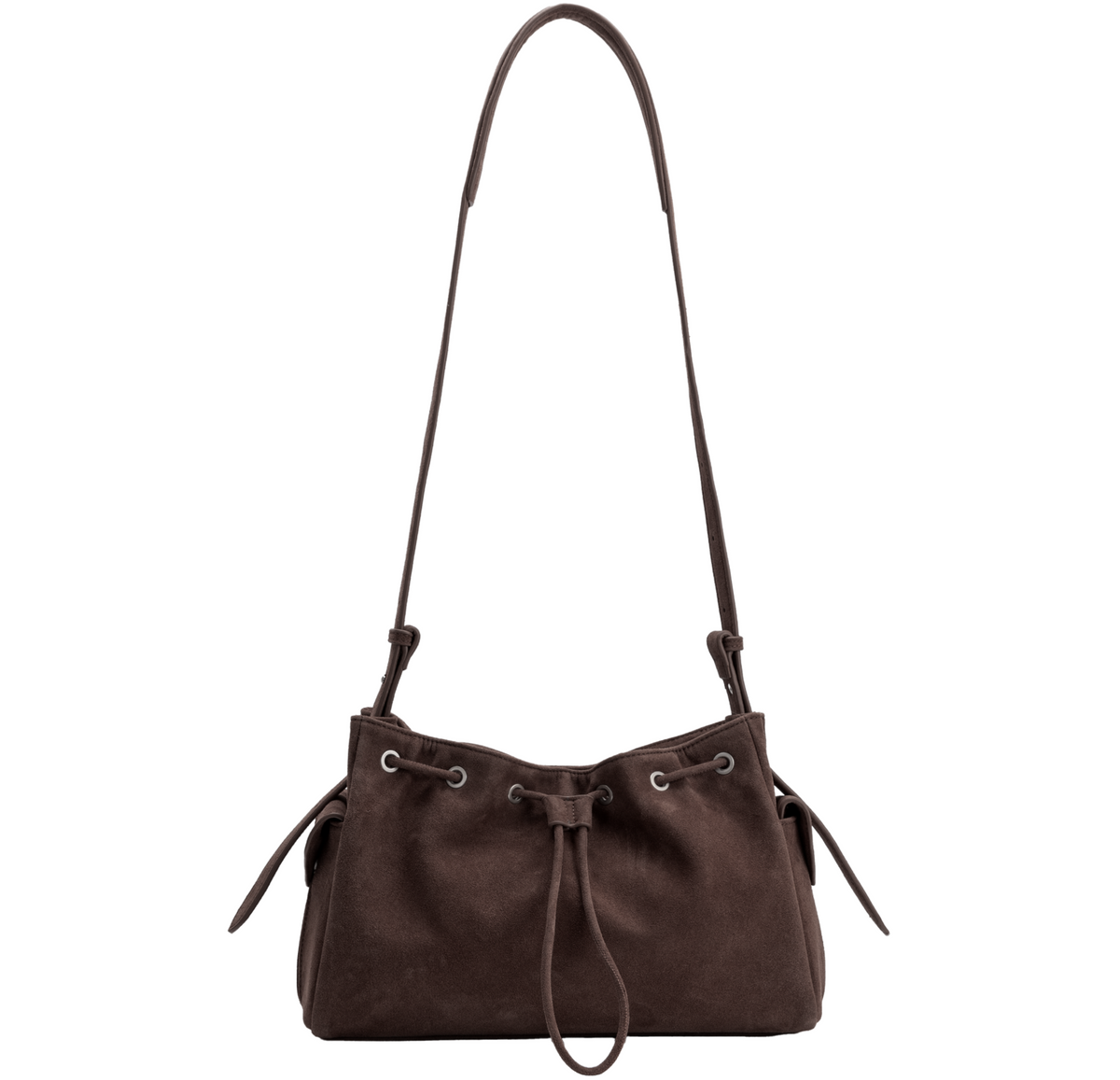Chocolate Recycled Vegan Suede Shoulder Bag