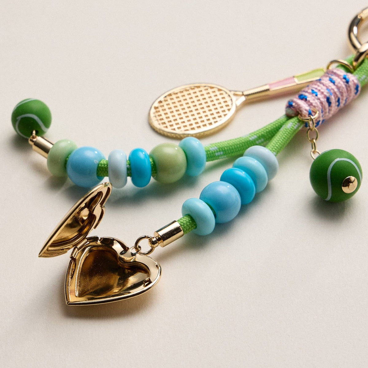 Tennis Charm Beaded Keychain