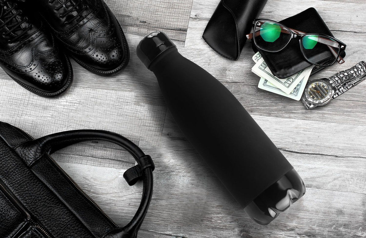 Bouteille d'eau personnalisée 17 oz - Noir/Argent