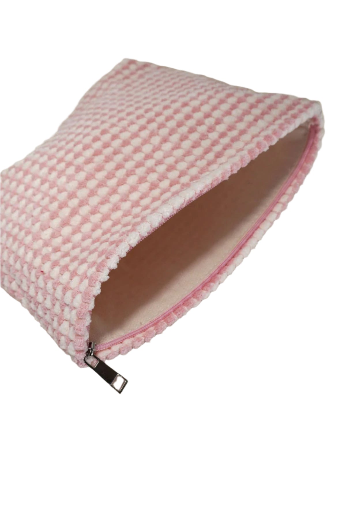TRAVEL PLUSH BUBBLE CHECKER COSMETIC MAKEUP POUCH | 40P543