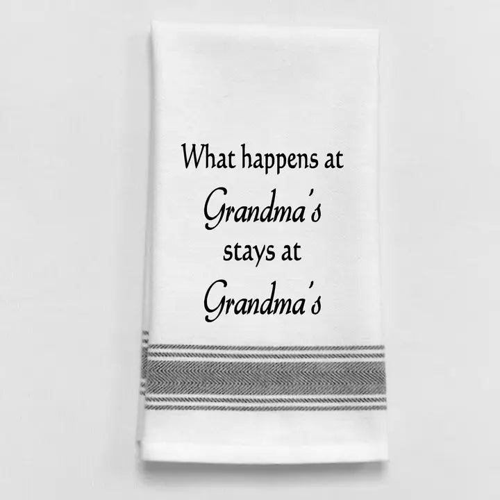 What Happens At Grandma’S Stays At Grandma’S! White - Black Lined Trim