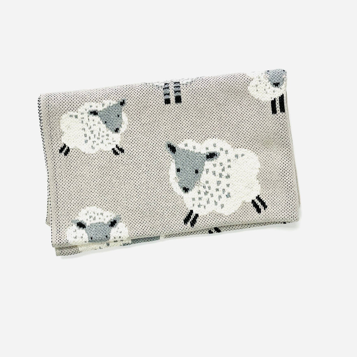 Personalized Organic Cotton Knit Baby Blanket - sheep