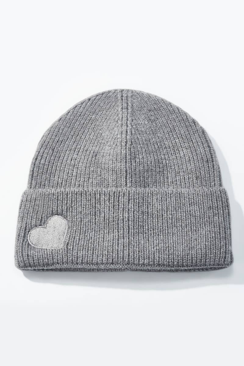 Solid Beanie with Matching Heart