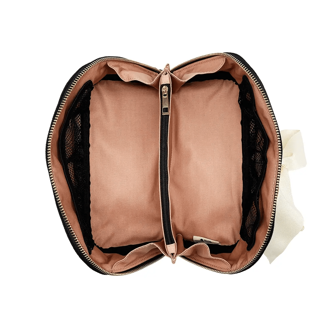 Boîte accordéon pour maquillage et articles de toilette, noire