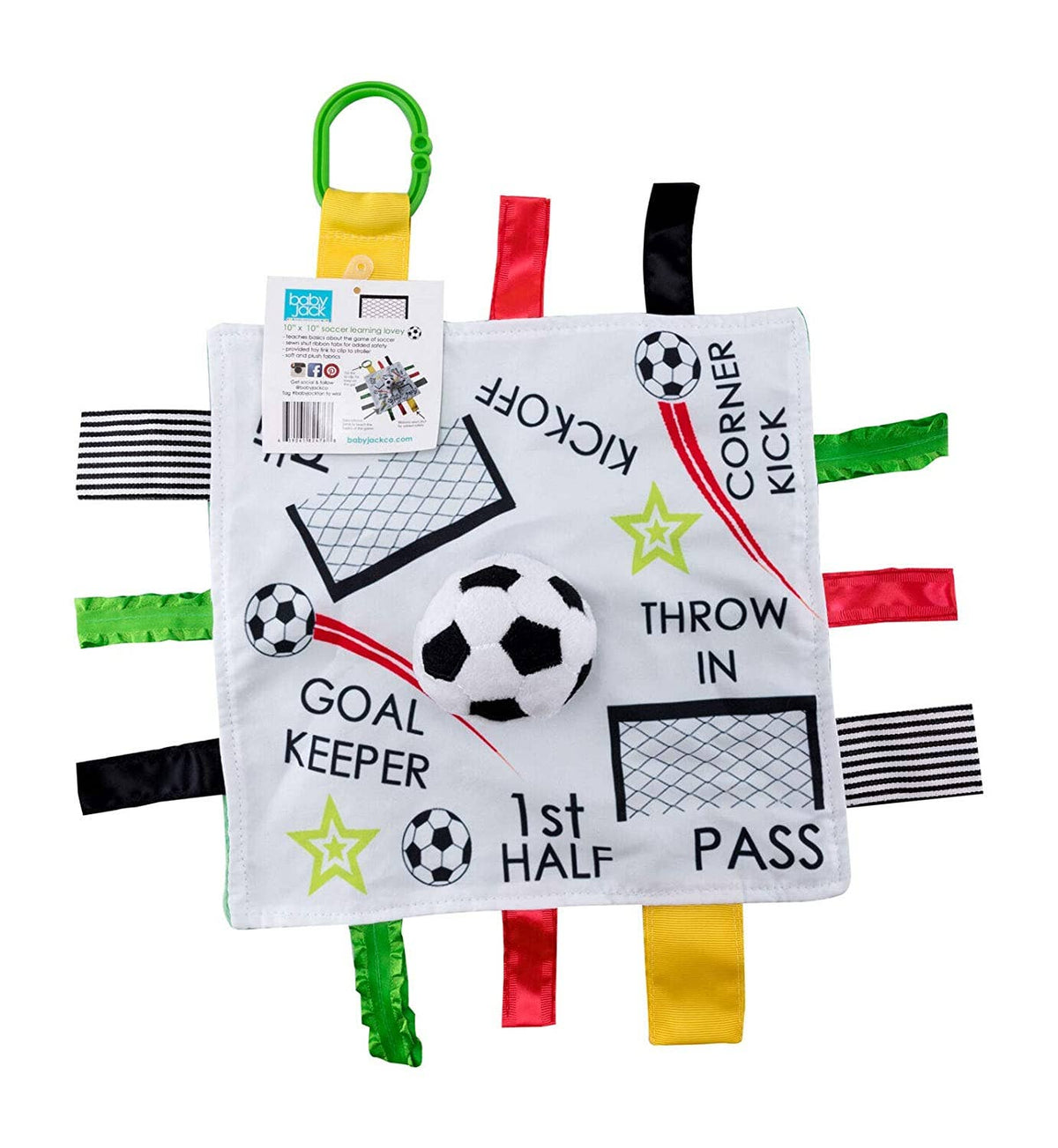 Soccer Ball Baby Crinkle Tag Toy 10" x 10"