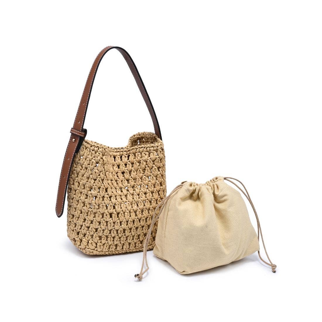 Sac seau tissé à la main - naturel
