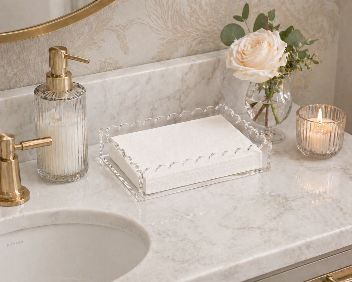 Scalloped Acrylic Guest Towel Napkin Holder