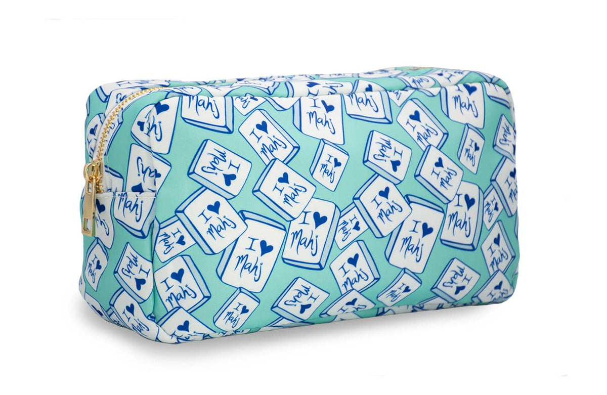 Sac à carreaux en nylon à fermeture éclair "I Heart Mahj"