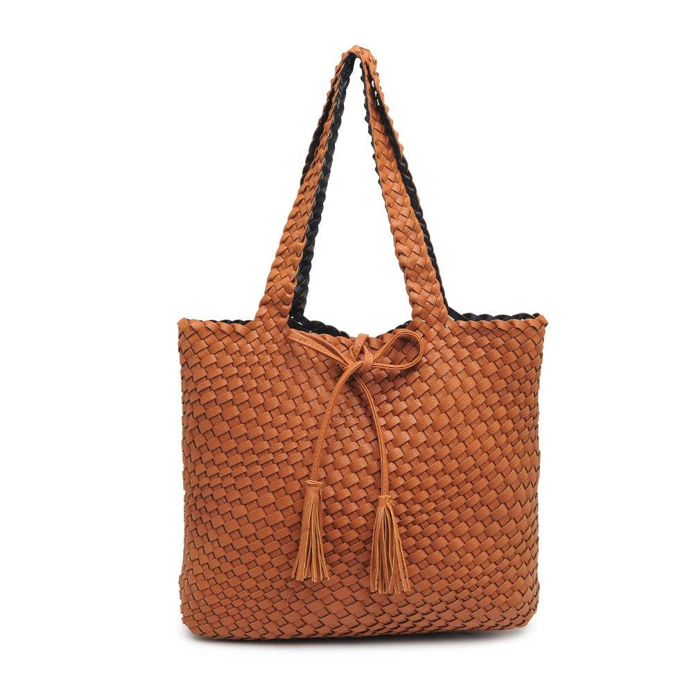 vegan leather basketweave Tote