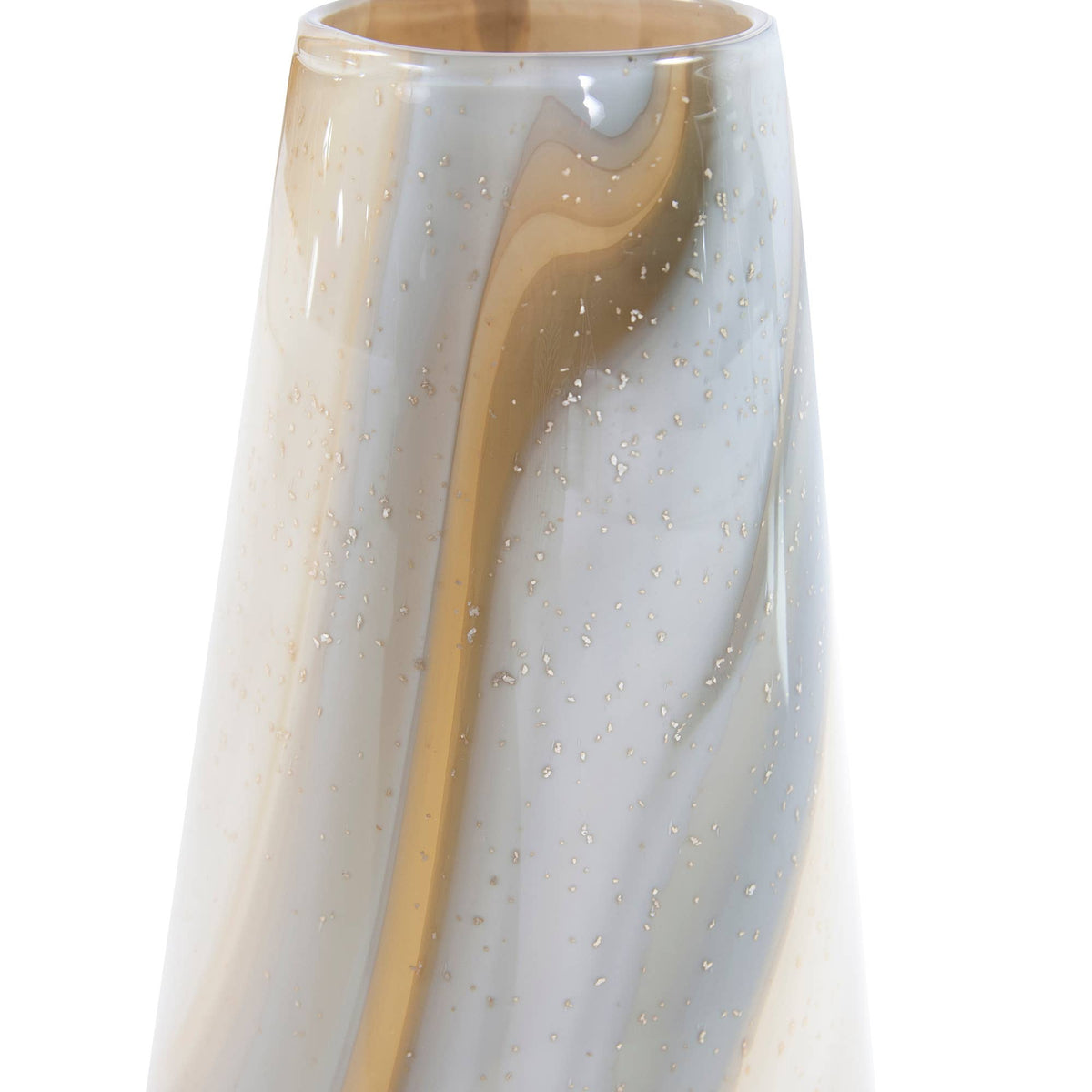 Vase conique en verre décoré de sable