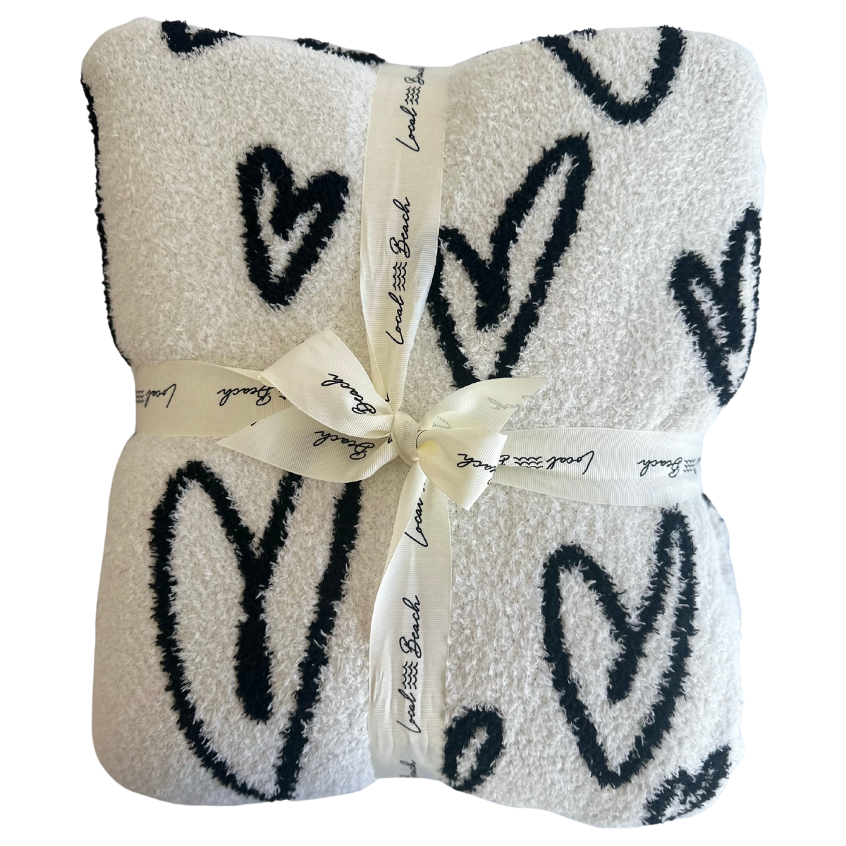 Heart Luxe Home Blanket - black/cream