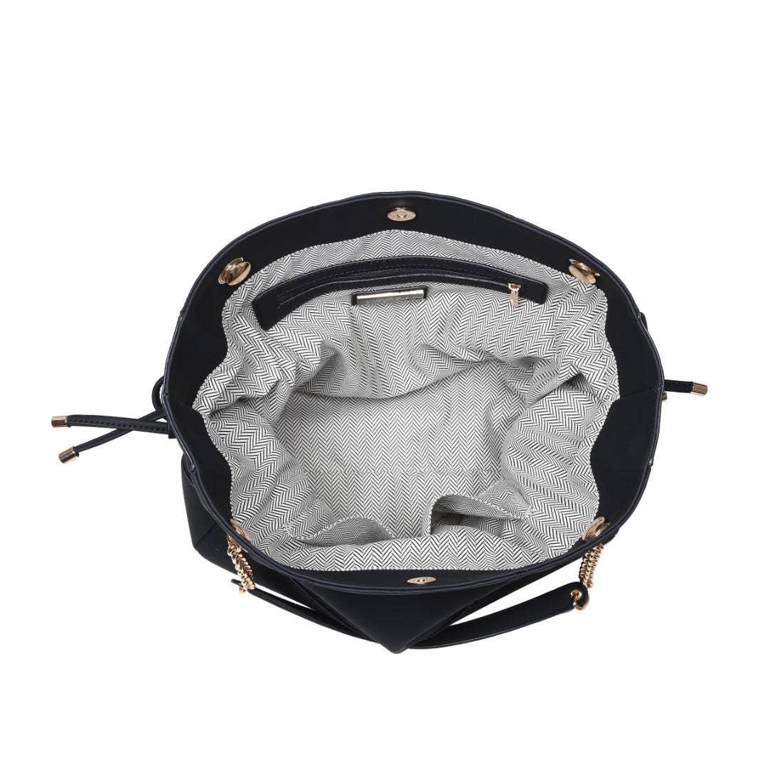 Sac cabas matelassé à cordon - noir