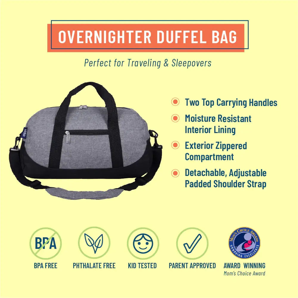 Gray Tweed Overnighter Duffel Bag
