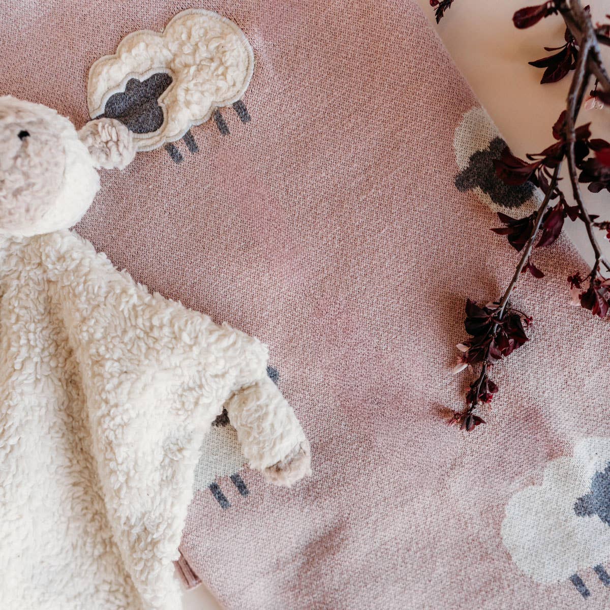 Lainage d'agneau 3D - Couverture de bébé en jacquard de coton biologique