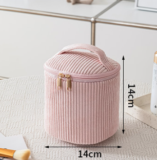Trousses de voyage en velours côtelé rose – 4 pièces