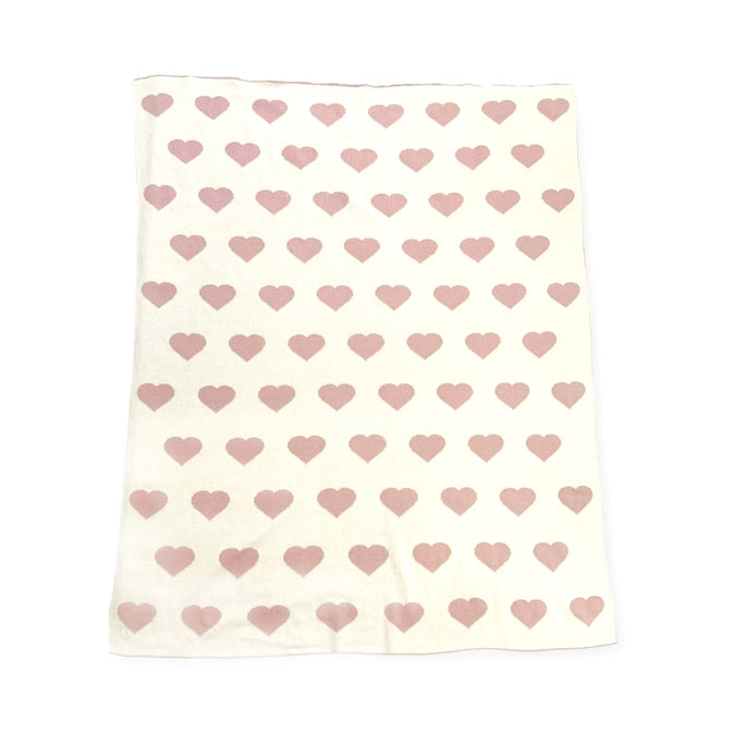Hearts Reversible Organic Sweater Knit Baby Blanket